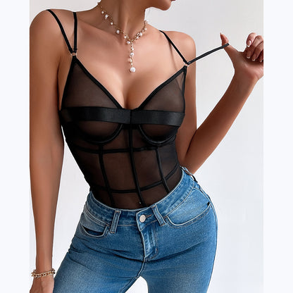 Women's Jumpsuit Suit Mesh See-through