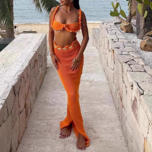 Shell Twist Holiday Suit Hollow Beach Skirt